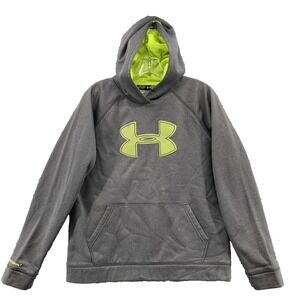 Under Armour‎ Storm 1 Hoodie Boys YXL Gray Neon Yellow Travel Sportswear Outdoor